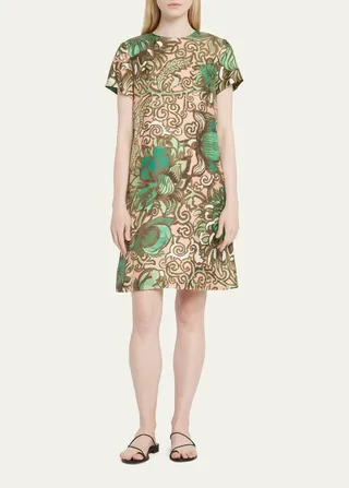 Floral Silk Mini Swing Dress
