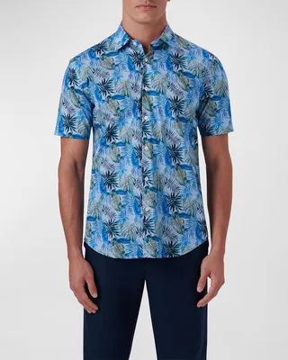 Men's Orson Leaf-Print Shaped Sport Shirt