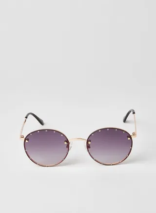 Women's Farrah Rhinestone Round Sunglasses
