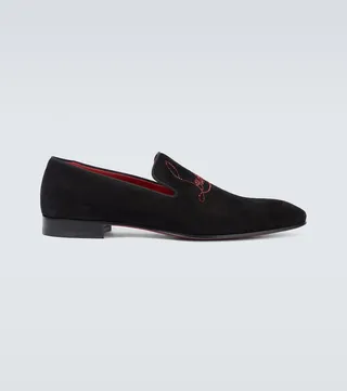 Navy Dandelion suede loafers