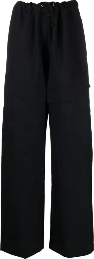 Black High Waist Straight-Leg Trousers