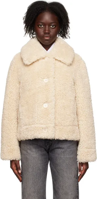 Stand Studio Beige Melina Faux-Shearling Jacket
