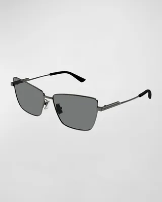 Rectangle Golden Metal Sunglasses