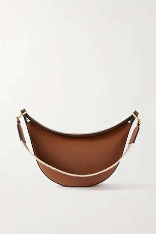 Loewe - Luna Small Leather Canvas-jacquard Trimmed Shoulder Bag - Brown