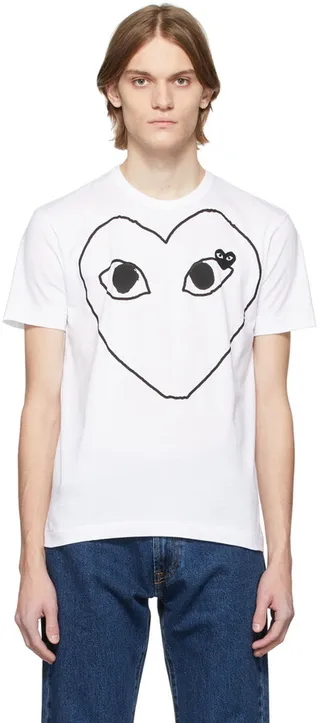 Comme des Garçons Play White & Black Big Heart T-Shirt