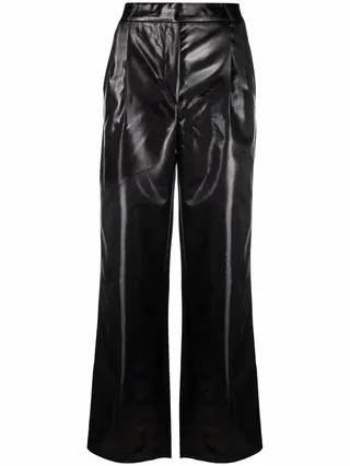 High-Waist Faux-Leather Trousers