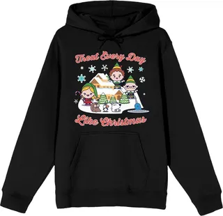 Elf Treat Every Day Like Christmas Men's Black Sweatshirt-XXL