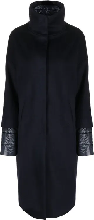 Funnel Neck Single-Breasted Coat
