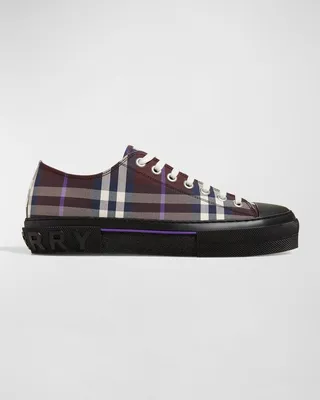 Men's Low-Top Textile Check Sneakers