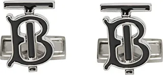 Monogram Motif Enamel and Palladium-plated Cufflinks