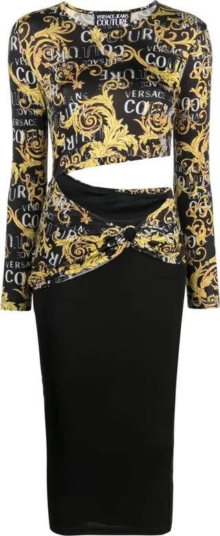 Couture Logo-print cut-out midi dress