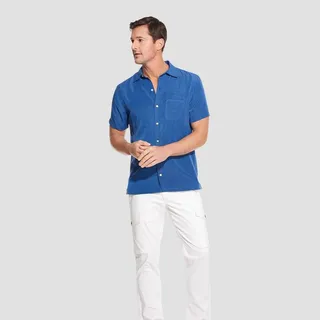 Van Heusen Men's Printed Short Sleeve Camp Shirt - Black Iris M