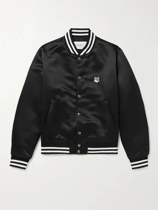 Logo-Appliquéd Satin Bomber Jacket