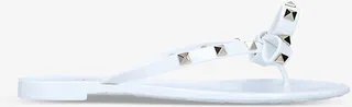 Womens White Rockstud-embellished Rubber Flip-flops