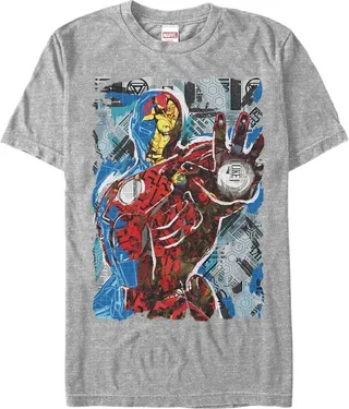 Men's Marvel Iron Man Eclectic Poster T-Shirt - Athletic Heather - X Large
