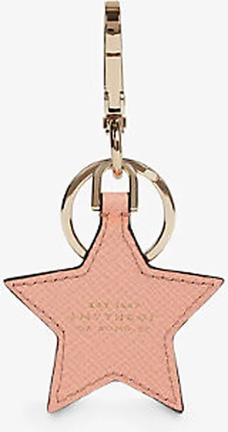 Pink Panama Star Leather Keyring
