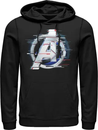 Men's Marvel Avengers: Endgame Logo Glitch Pull Over Hoodie - Black - 2X Large