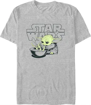 Men's Star Wars: The Mandalorian Grogu Soup Logo T-Shirt - Athletic Heather - Small