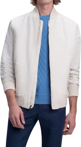 Linen & Cotton Bomber Jacket