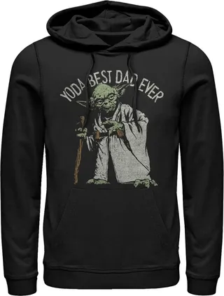 Men's Star Wars Yoda Best Dad Ever Pull Over Hoodie - Black - 3X Large
