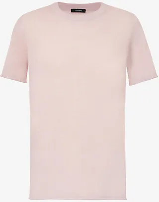 Womens Sweet Pea Short-sleeved Fine-knit Cashmere T-shirt