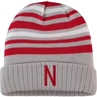 Men's Top of the World Gray and Scarlet Nebraska Huskers All Day Cuffed Knit Hat
