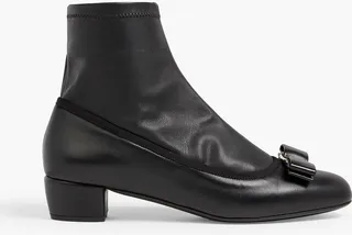 Vara bow-embellished leather ankle boots