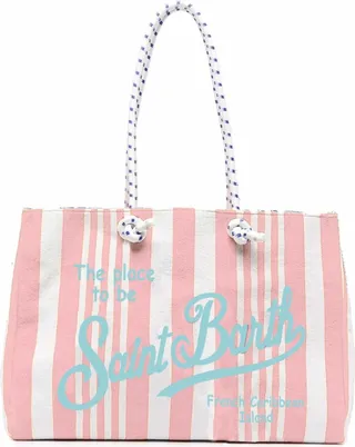 Sponge Striped Bag With Embroidery