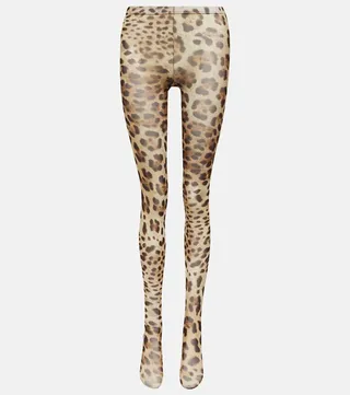 Leopard-print tights