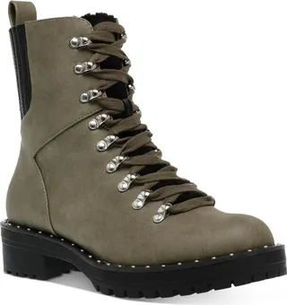 Oderra Womens Faux Fur Ankle Combat & Lace-up Boots