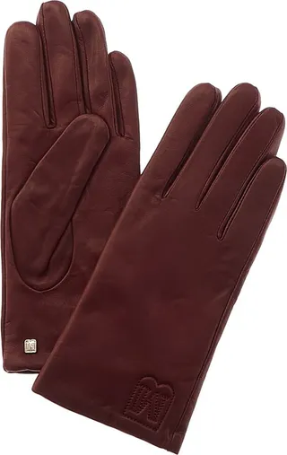 Bruno Magli Logo Cashmere-Lined Quilted Leather Gloves