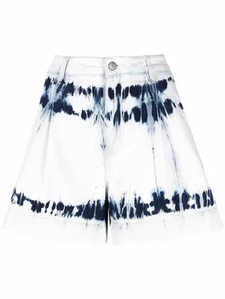Bleached-Effect Denim Shorts