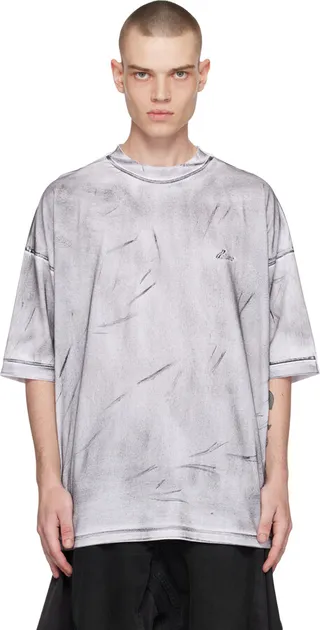 We11done White Washed Print T-Shirt