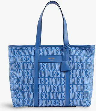 Womens Blue Logo-print Denim Tote bag