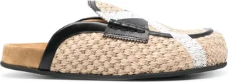 Cross-Print Leather Slippers