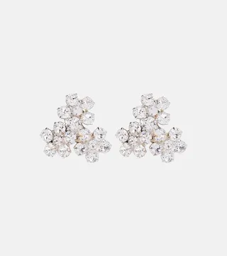 Violet crystal-embellished earrings