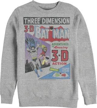 Men's Batman 3D Vintage Comic Cover Sweatshirt - Athletic Heather - Small