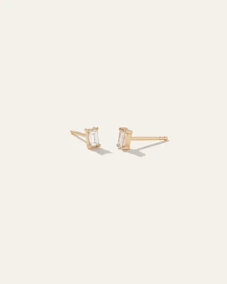 14K Gold Baguette Diamond Studs 0.28 Carat