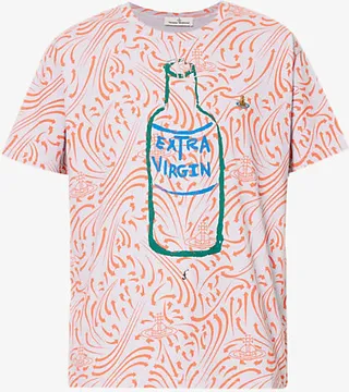 Mens Lavender Abstract-pattern Relaxed-fit Cotton-jersey T-shirt Xxl