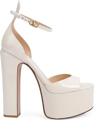 Valentino Garavani Leather Tan-Go Platform Sandals 155