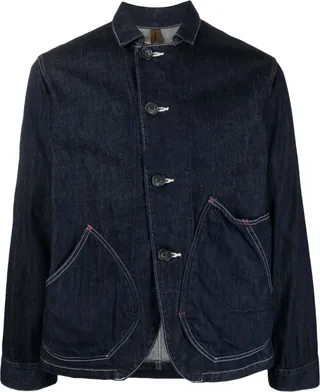 Contrast-Stitching Button-Up Denim Jacket