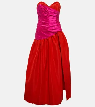 Strapless ruched silk gown