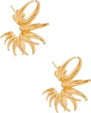 Bottega Veneta Statement Earrings in Metallic Gold