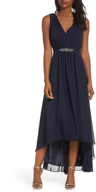 Crystal Detail High-Low Gown