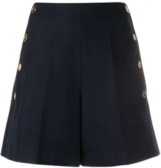 High-Waisted Side Button Shorts
