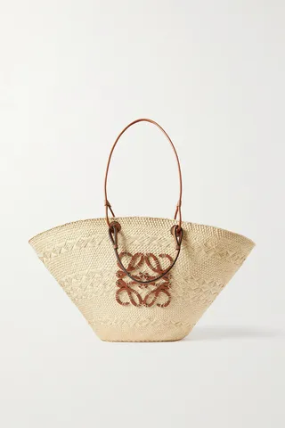 Loewe - + Paula's Ibiza Anagram Large Leather-trimmed Woven Raffia Tote - Brown