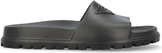 Prada Logo Embossed Open Toe Slippers