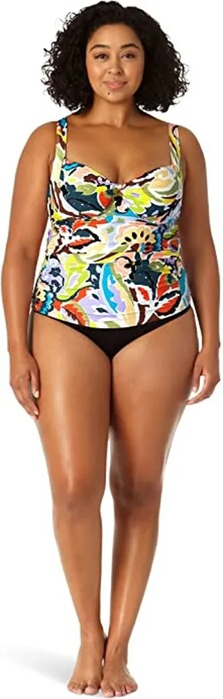 Anne Cole Plus Size Retro Twist Underwire Tankini (Multicolor) Women's Swimwear