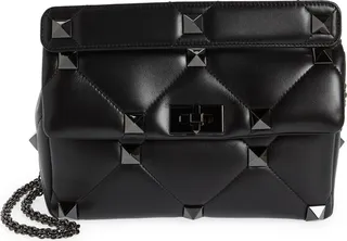 Large Roman Stud Quilted Lambskin Leather Shoulder Bag