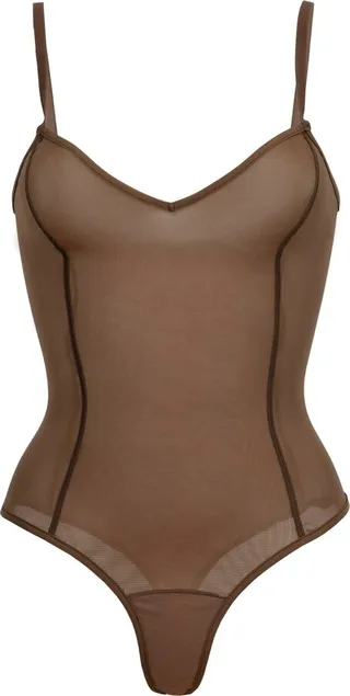 ITEM m6 - All Mesh Shape Brief Bodysuit - Milk Chocolate